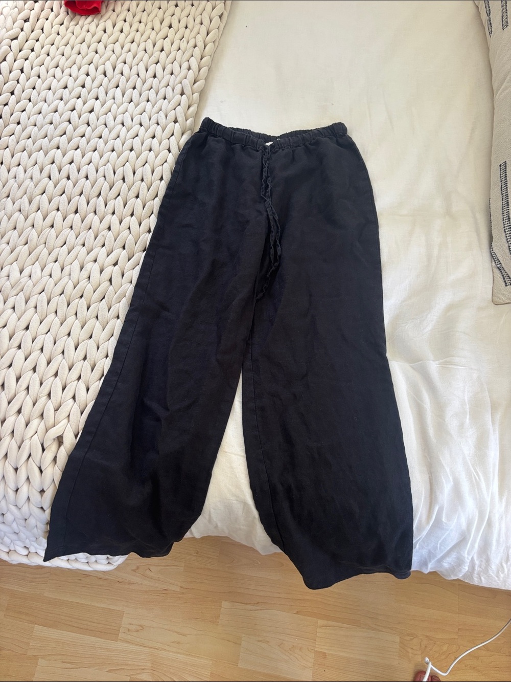 Reformation Black Wide-Leg Linen Pants
